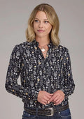 Roper 2422 Vintage Floral (Black) - Women's Western Blouse