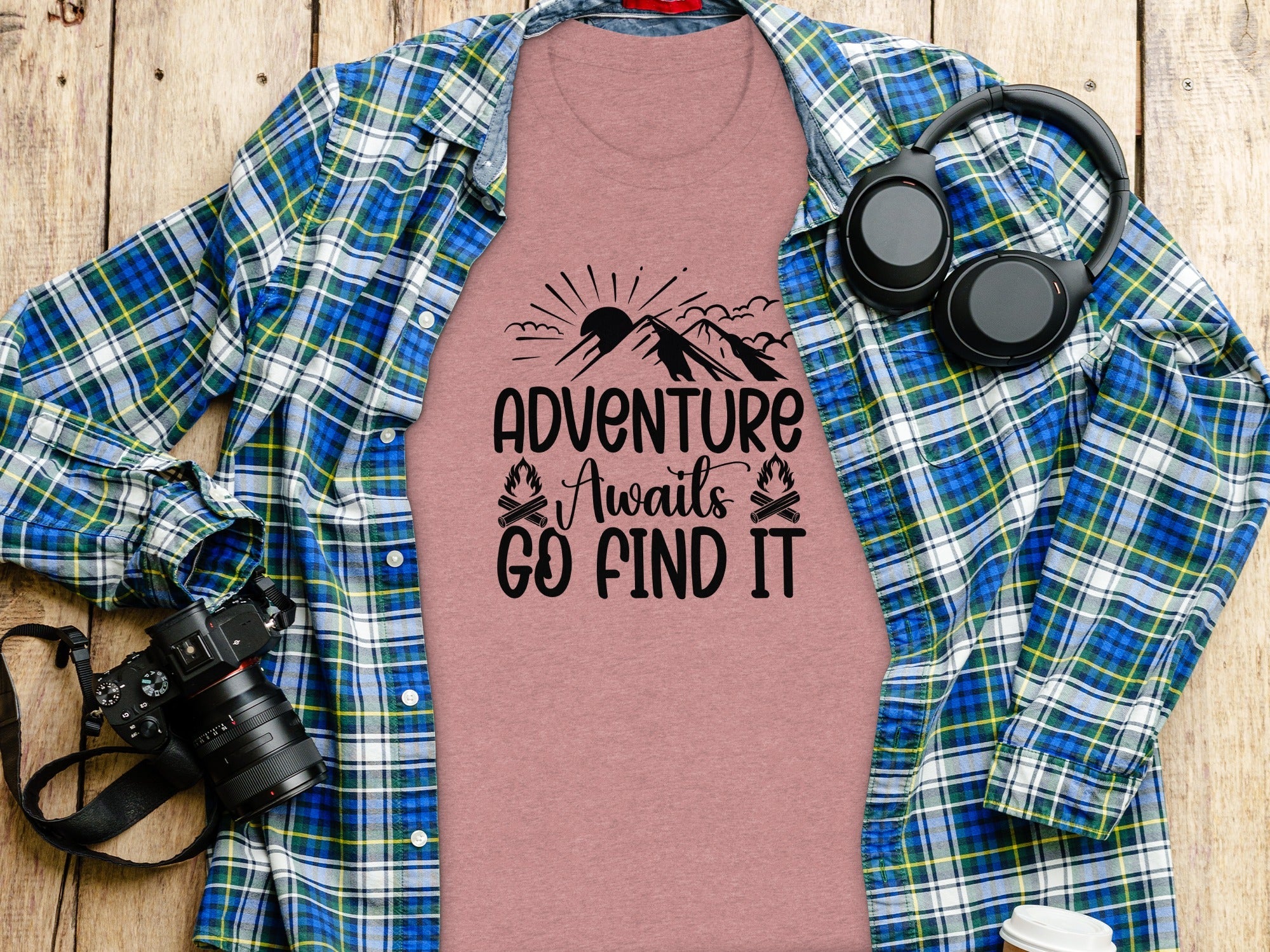 Adventure Awaits Go Find It Outdoorsy Graphic T-Shirt