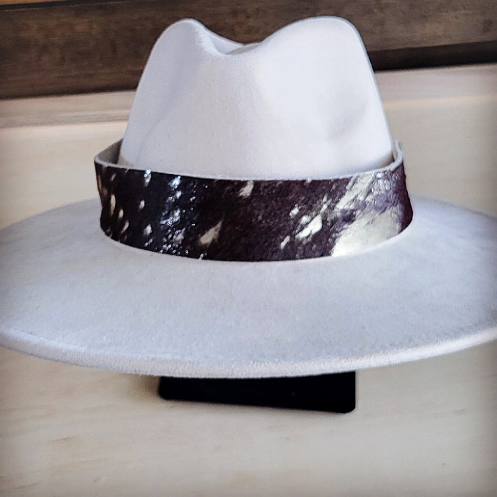 **Wide Genuine Hair Hide Silver Metallic Hat Band OnlyOnly 953z