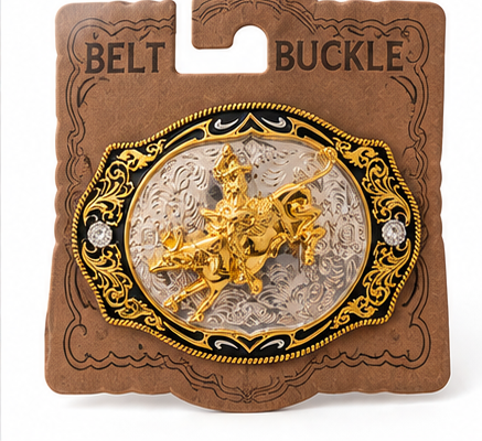 Rodeo Gold Bull Rider Belt Buckle | Branding Iron Western Wear