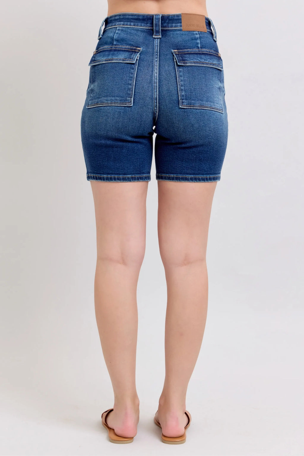 Full Size High Waist Bermudas Jeans W/ Back Flap Pockets Plus Size