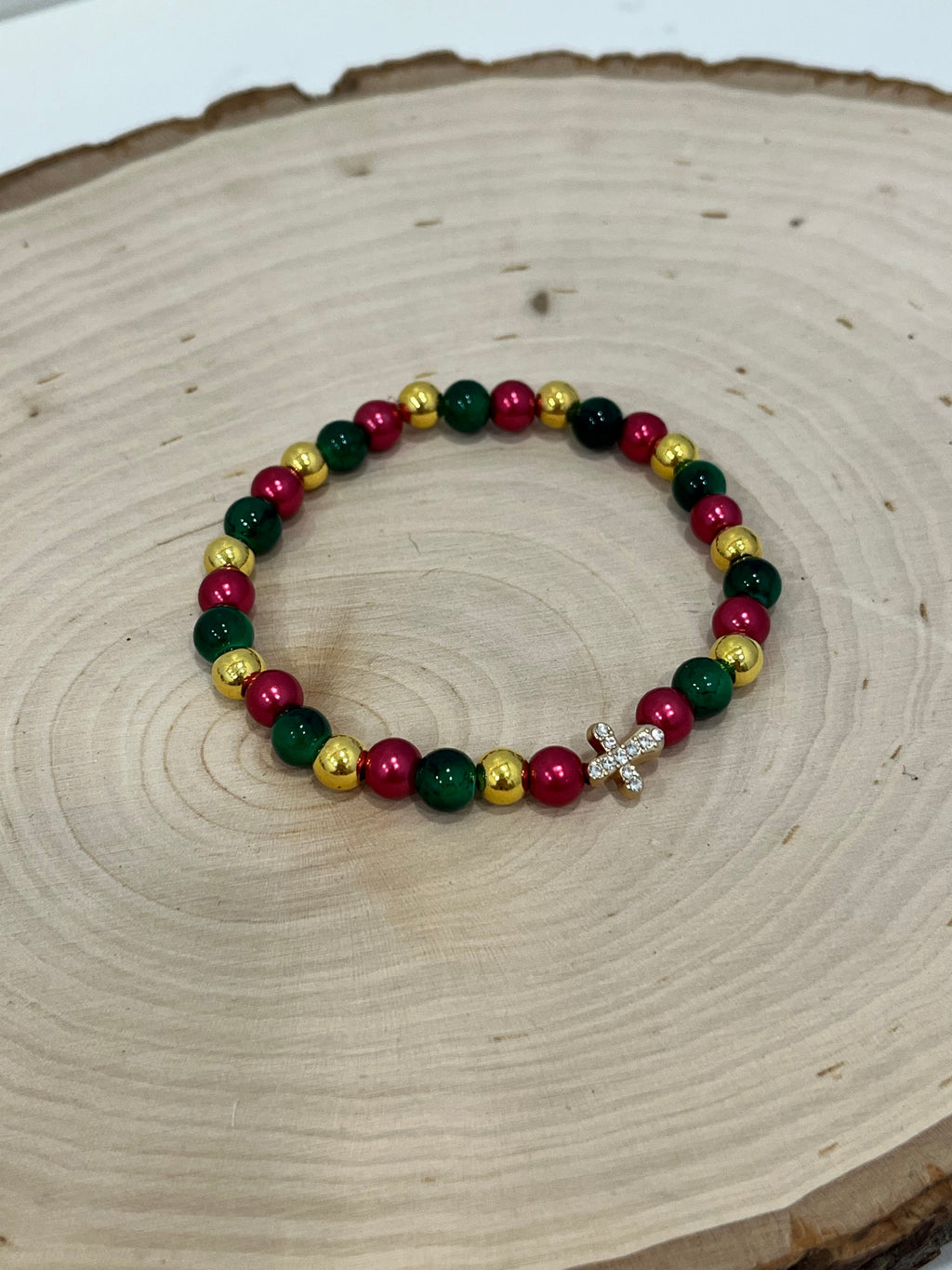 Christmas Cross Bead Bracelet Collection