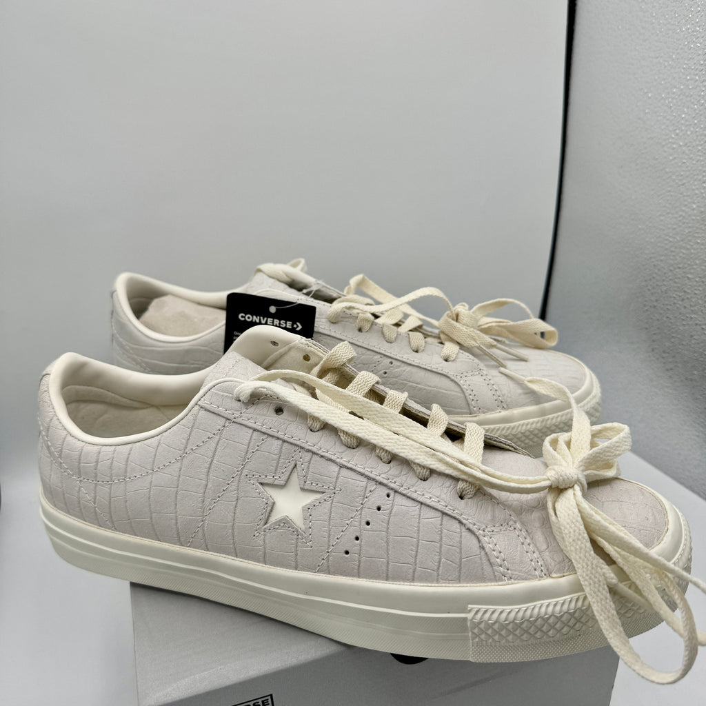 Converse One Star Pro OX Egret Grey Sneakers Croc Embossed Leather UNISEX