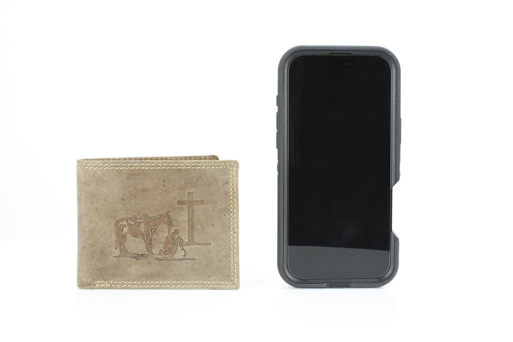 Praying Cowboy Leather Wallet | Branding Iron Western Wear