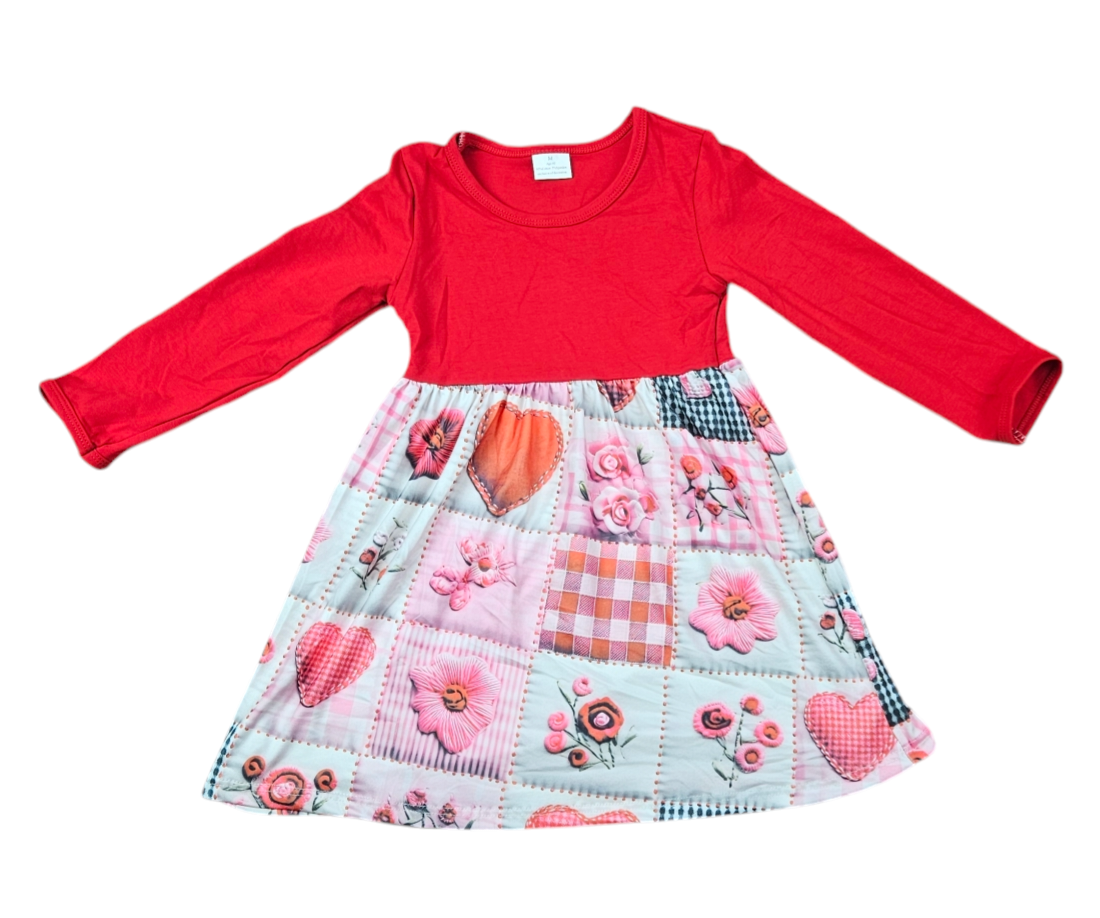 Quilted Love Long Sleeve Milk Silk Dress