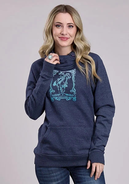 Tin Haul Art Nouveau Horse Print (Navy) - Women's Hoodie Sweatshirt