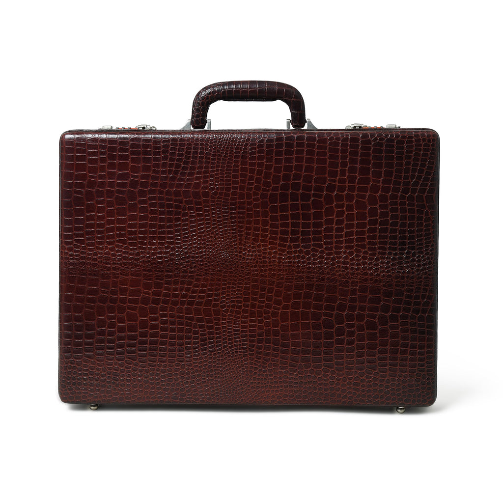 Executive Croco Leather Briefcase/Suitcase- Brown