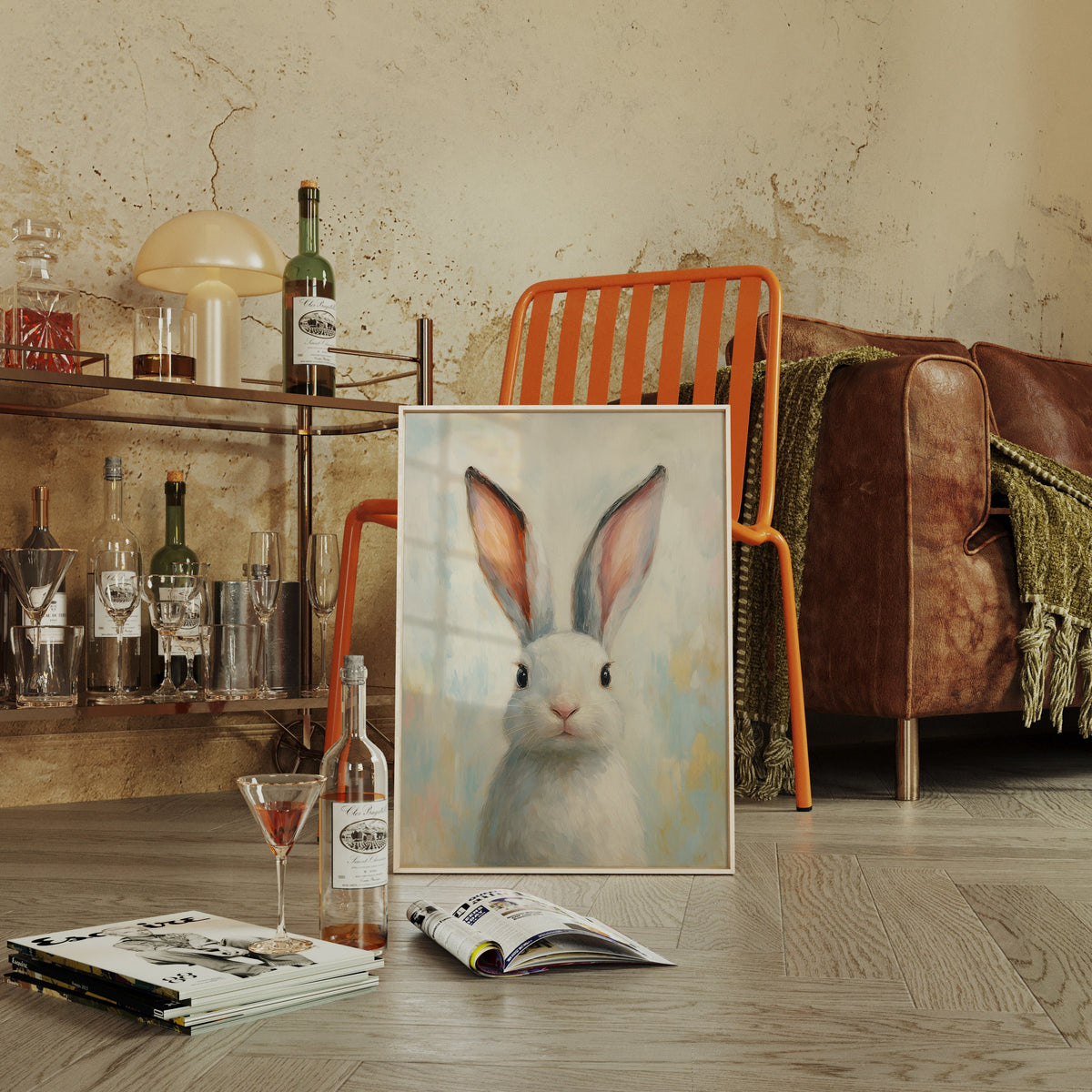 Bright Eyed Bunny in Soft Pastels