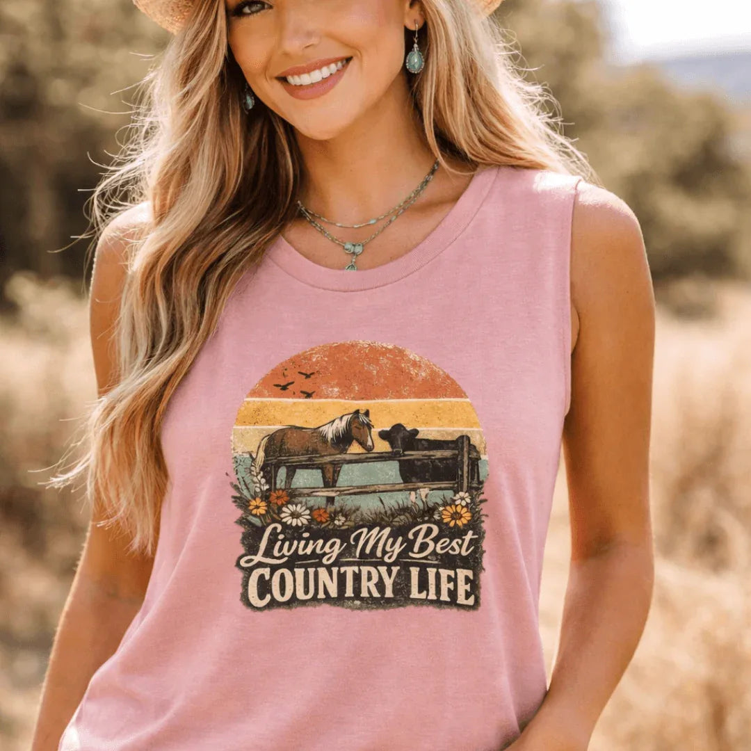 Country Life Tank Top, Western Tank Apparel, Farm Tees