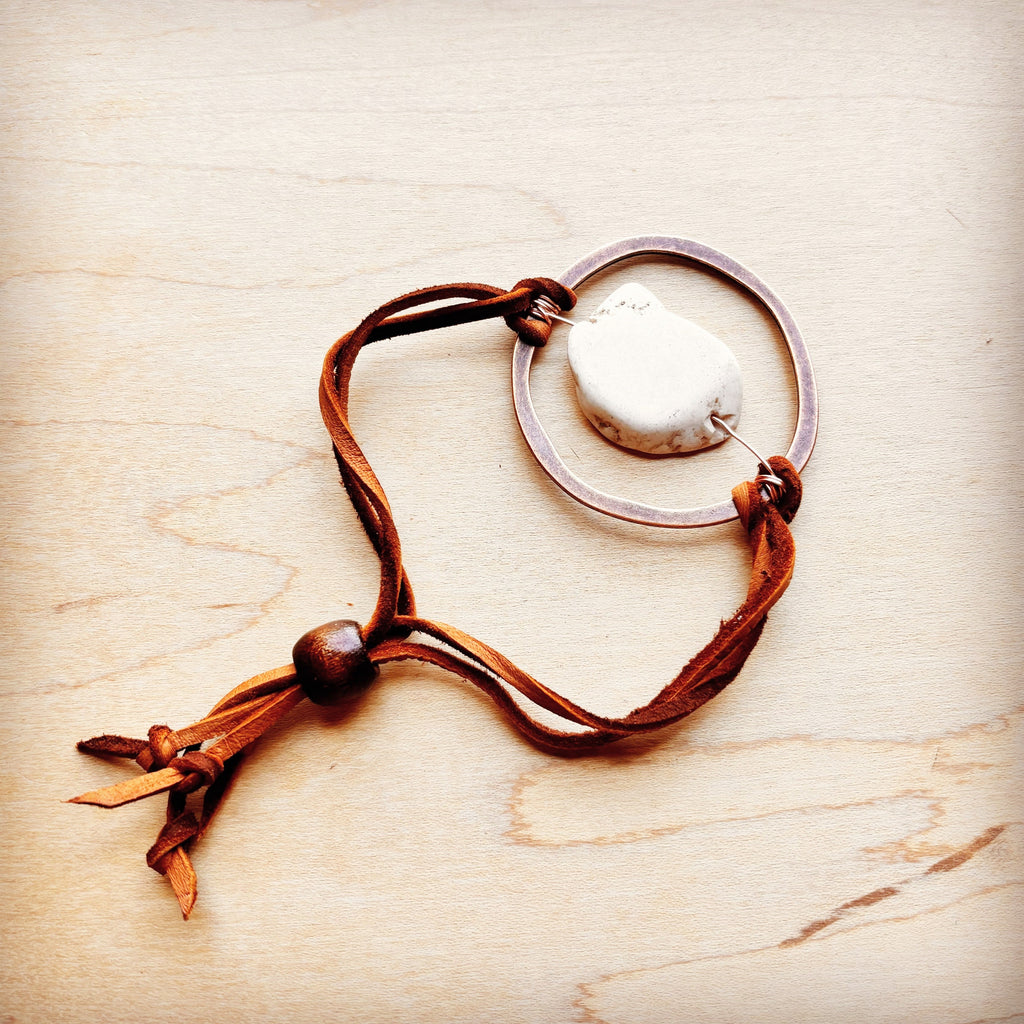 **White Turquoise Bracelet w/ Adjustable Ties 010h