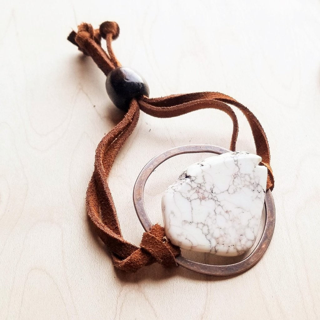 **White Turquoise Bracelet w/ Adjustable Ties 010h