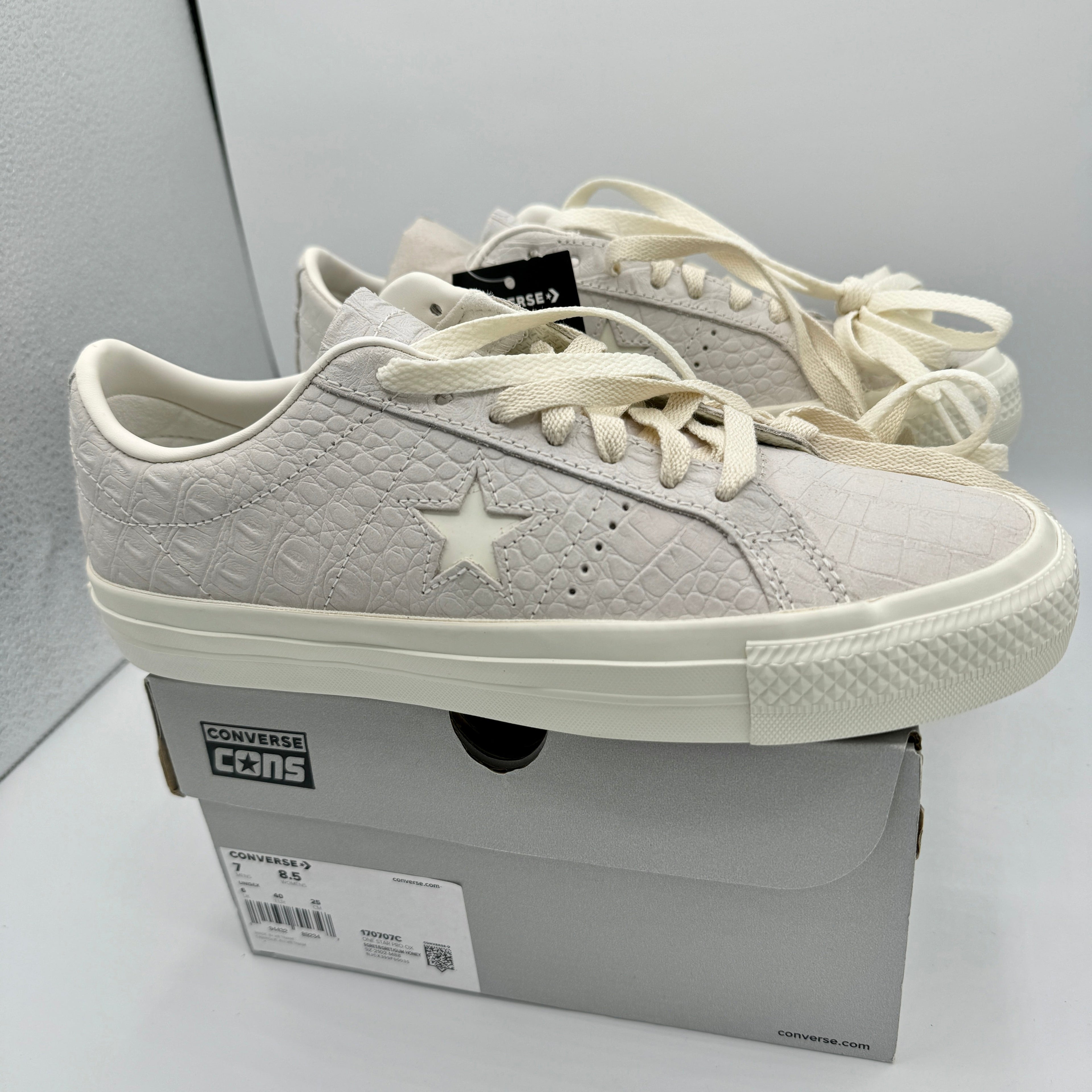 Converse One Star Pro OX Egret Grey Sneakers Croc Embossed Leather UNISEX