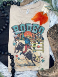 1/2 Penny "Vintage Rodeo Bull Rider" Western Graphic Tee — Sand Cotton-Blend Unisex Western Statement - Quarter Circle AK Boutique