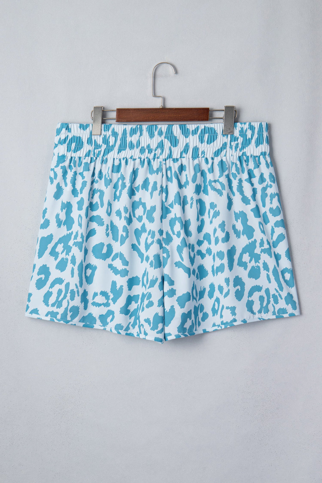 Beau Blue Plus Size Leopard Elastic Waist Athletic Shorts