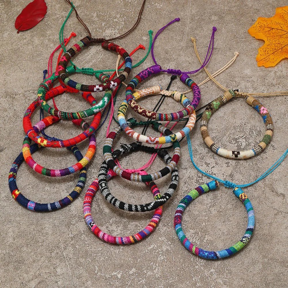 12Pcs Bohemian Surfer Beach Bracelet Set Men & Women Braided Boho Summer Bracelets Handmade Festival Jewelry Accessories - Quarter Circle AK Boutique