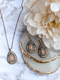 Beautiful Boho Pink Crystal Necklace and Earring Set