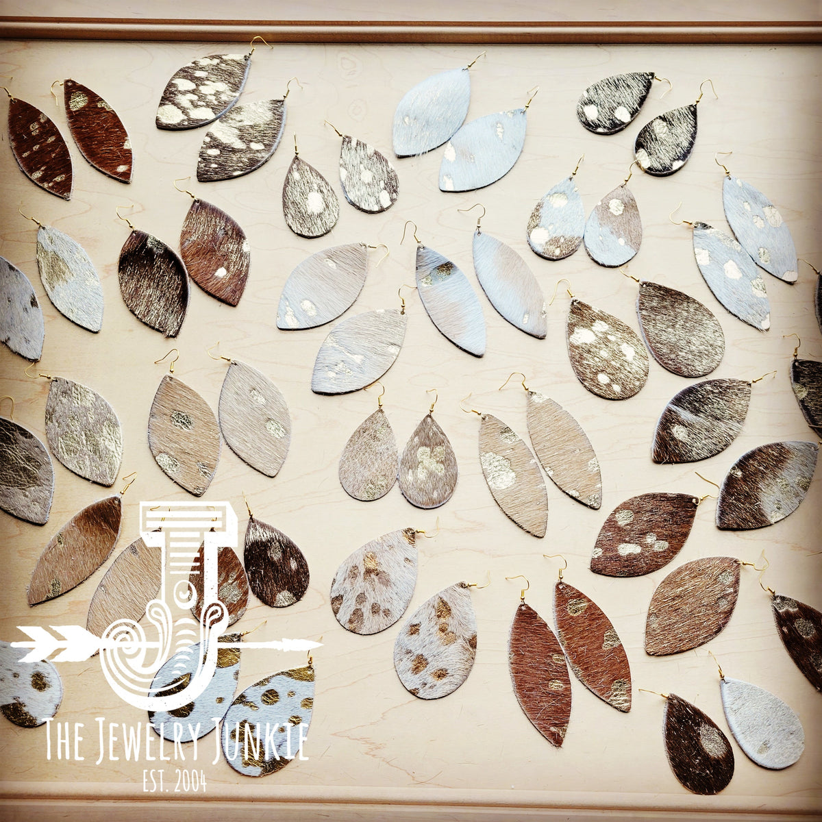 **Leather Earring Starter Pack-Metallic Hair On Hide-50 Pairs 214o