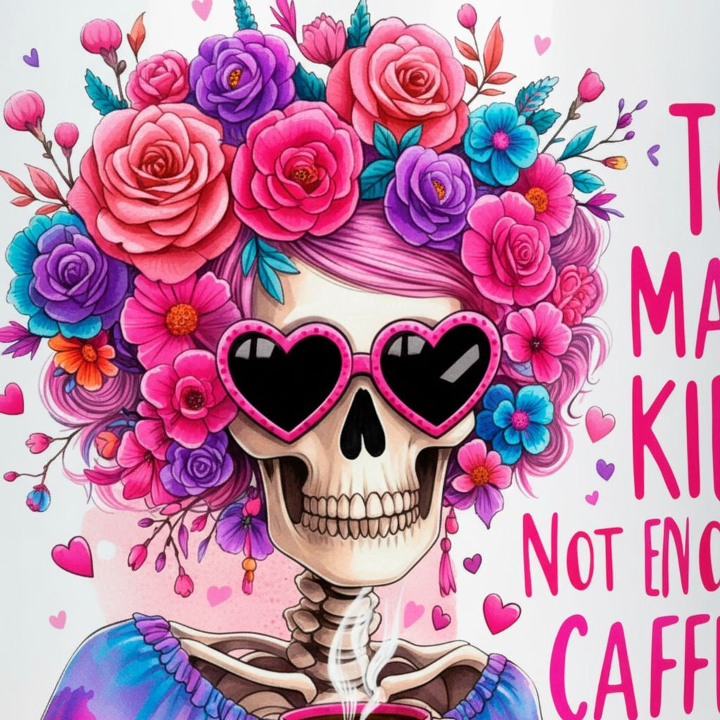 Funny Coffee Mug – Colorful Ceramic Tea Cup with Vibrant Floral Crown Design