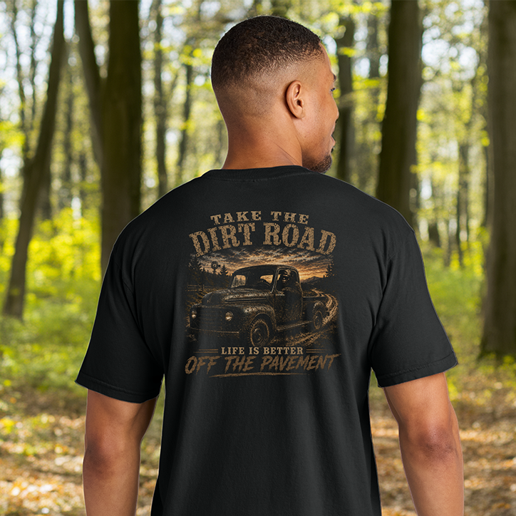 Take the Dirt Road Bigfoot Comfort Colors Black Truck T-Shirt