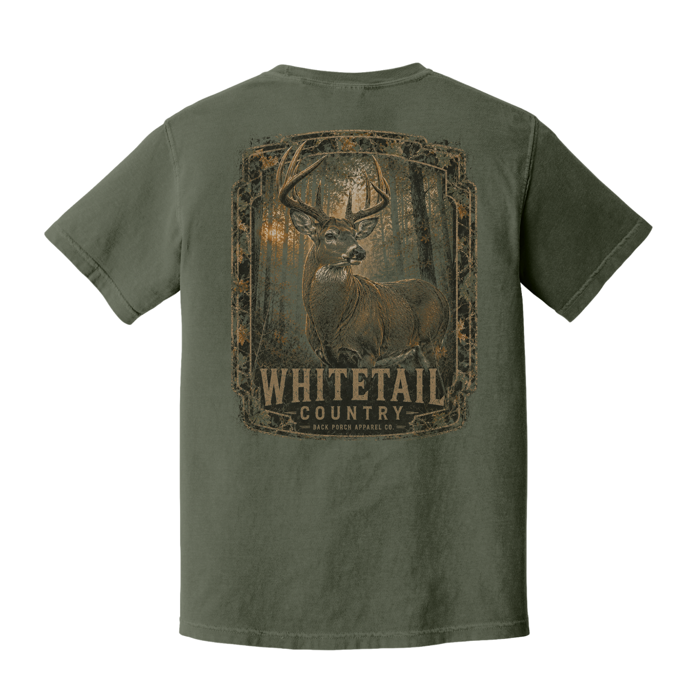 Whitetail Country Deer Comfort Colors T-Shirt | Moss | Back Porch Apparel