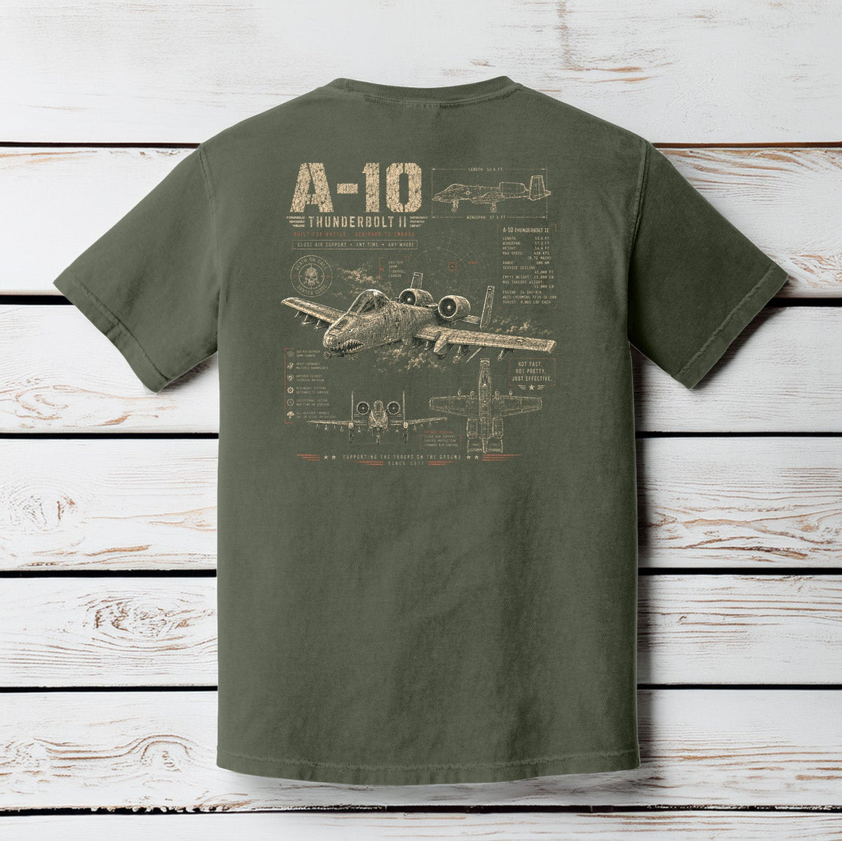 A-10 Thunderbolt II Comfort Colors Military T-Shirt – Warthog Aircraft Graphic Tee by Back Porch Apparel