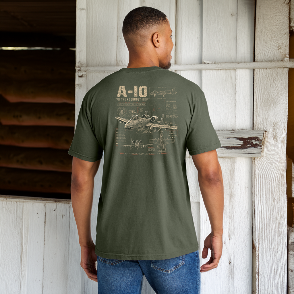 A-10 Thunderbolt II Comfort Colors Military T-Shirt – Warthog Aircraft Graphic Tee by Back Porch Apparel