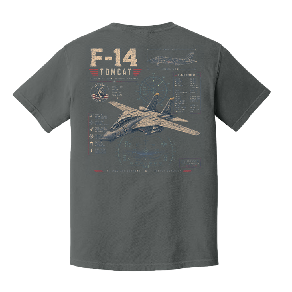 F-14 Tomcat Comfort Colors Military Aviation T-Shirt – Fighter Jet Graphic Tee by Back Porch Apparel