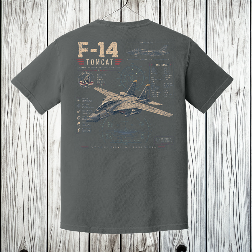 F-14 Tomcat Comfort Colors Military Aviation T-Shirt – Fighter Jet Graphic Tee by Back Porch Apparel