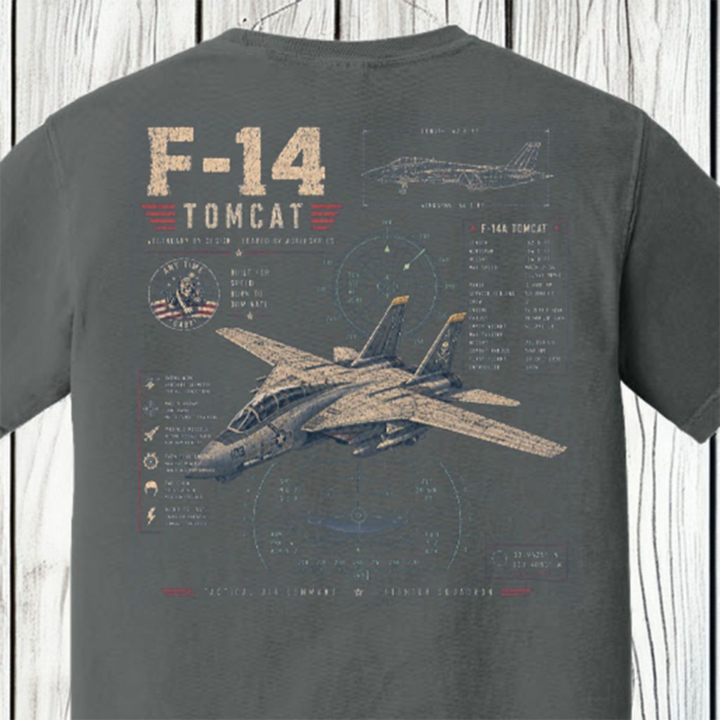 F-14 Tomcat Comfort Colors Military Aviation T-Shirt – Fighter Jet Graphic Tee by Back Porch Apparel