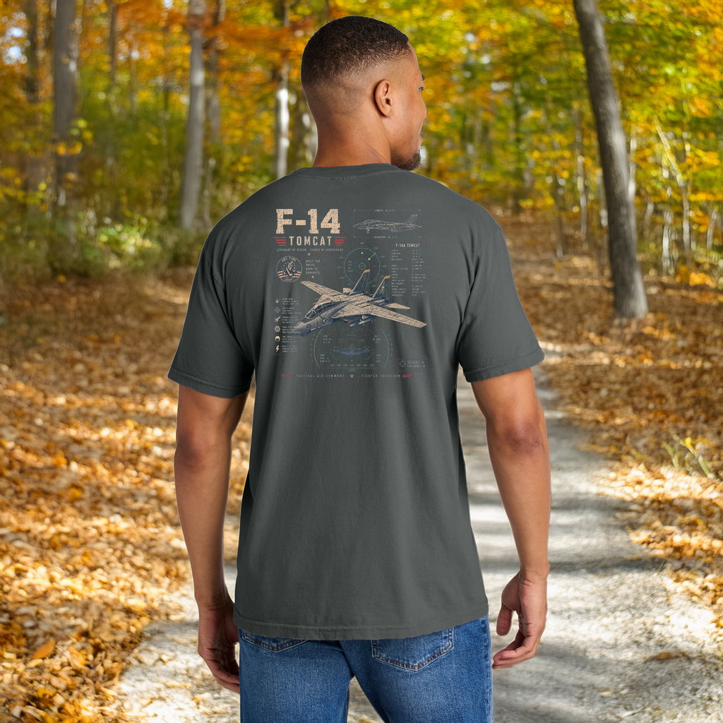 F-14 Tomcat Comfort Colors Military Aviation T-Shirt – Fighter Jet Graphic Tee by Back Porch Apparel