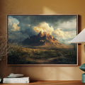 Stormy Desert Mountain Canvas – Moody Western Landscape Wall Art