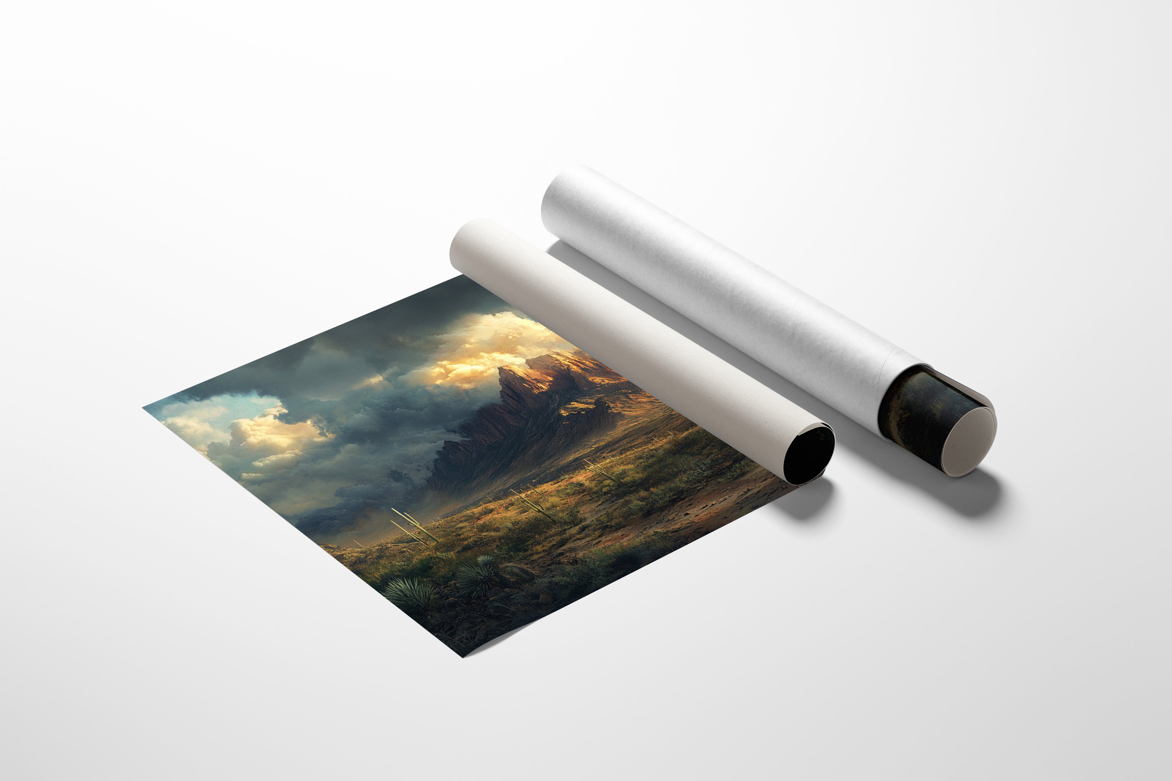 Stormy Desert Mountain Canvas – Moody Western Landscape Wall Art