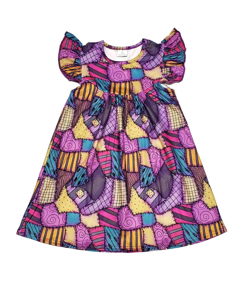 Patchwork Milk Silk Flutter Dress