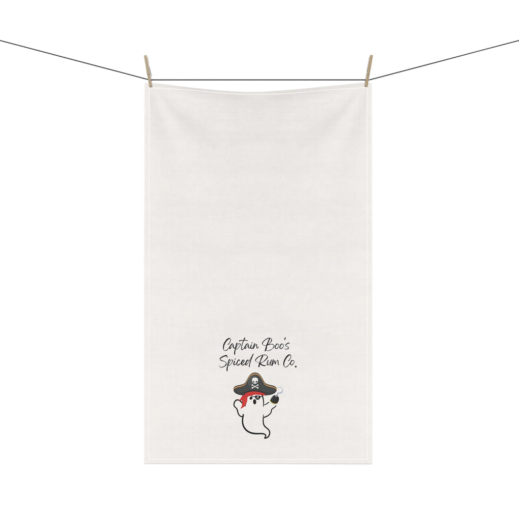 "Captain Boo's Spiced Rum Co" Pirate Ghost Tea Towels, Funny Kitchen Decor, Halloween Gift, Nautical Home Accent, Gift for Rum Lovers