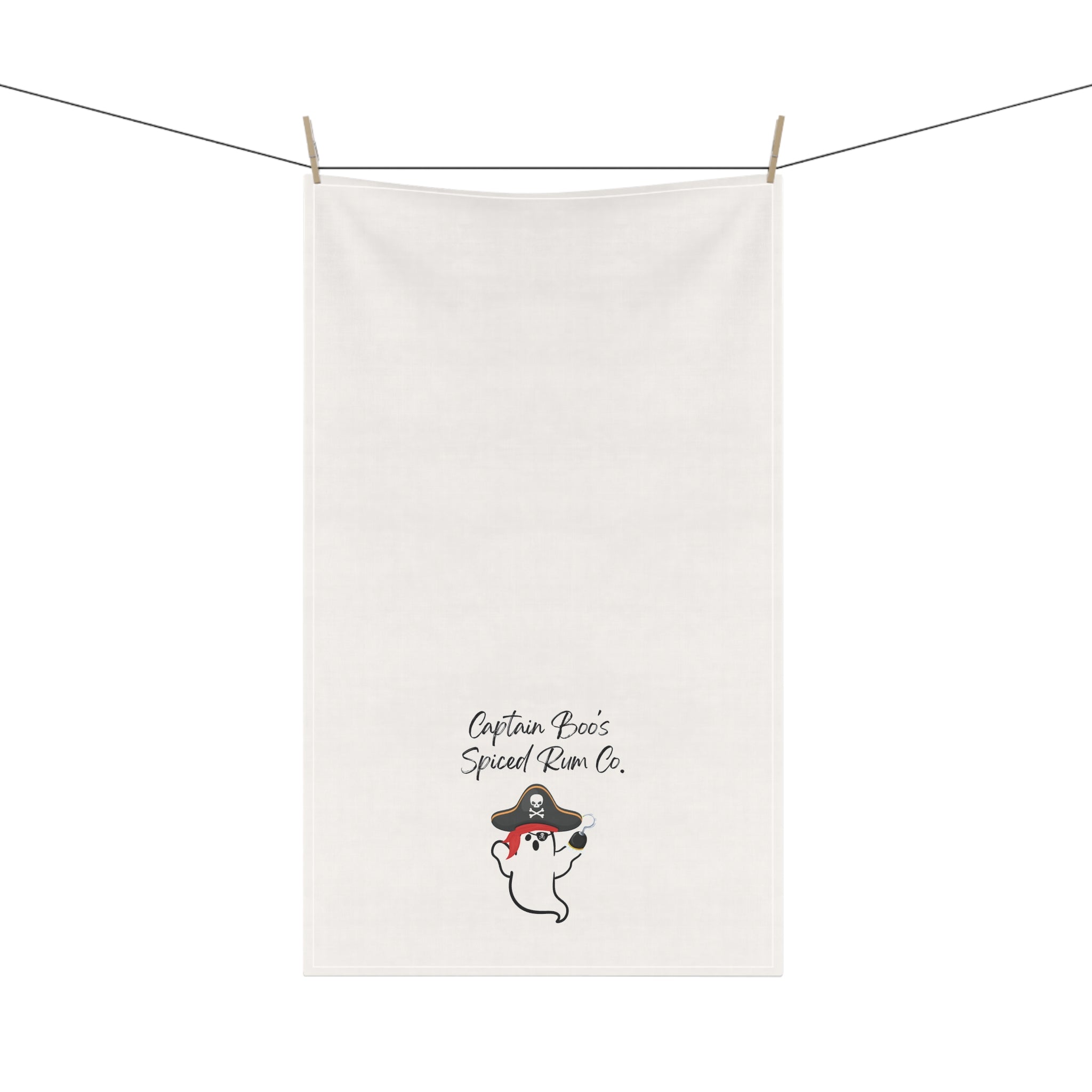 "Captain Boo's Spiced Rum Co" Pirate Ghost Tea Towels, Funny Kitchen Decor, Halloween Gift, Nautical Home Accent, Gift for Rum Lovers