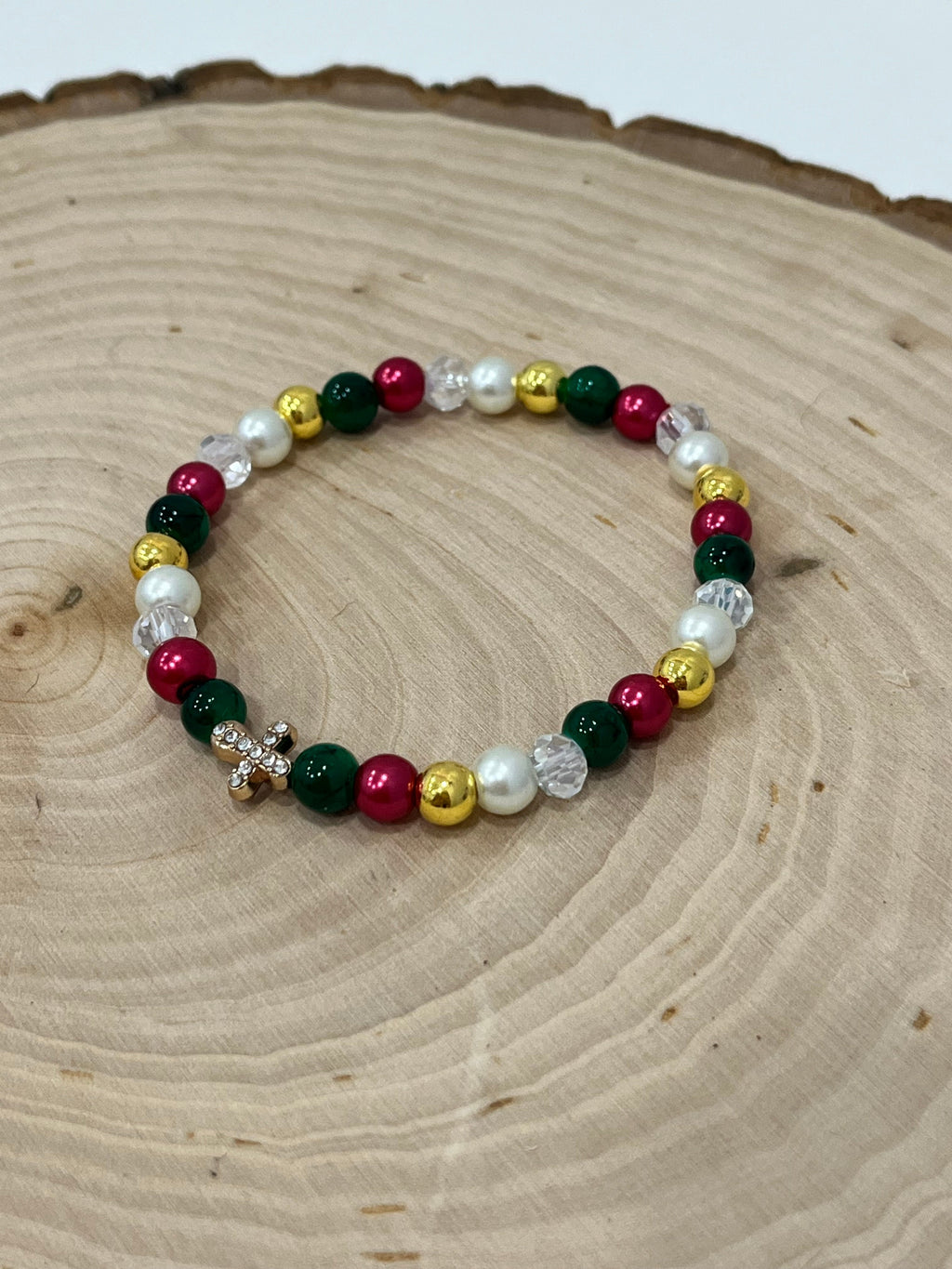 Christmas Cross Bead Bracelet Collection