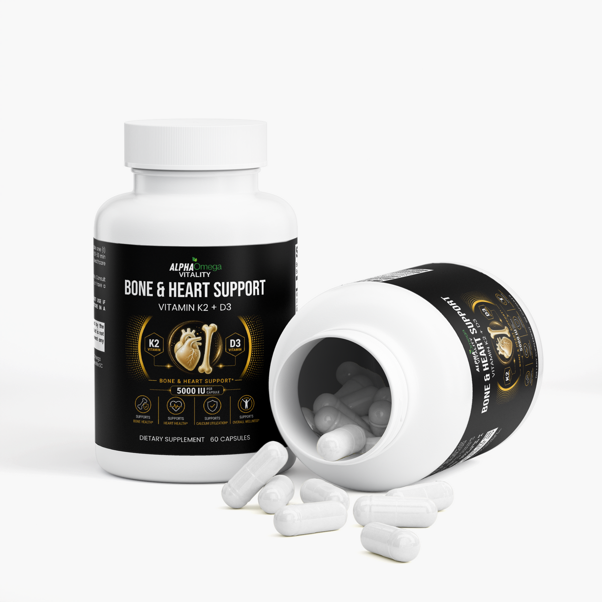 Bone and Heart Support with Vitamin K2 & D3 - 60 Capsules