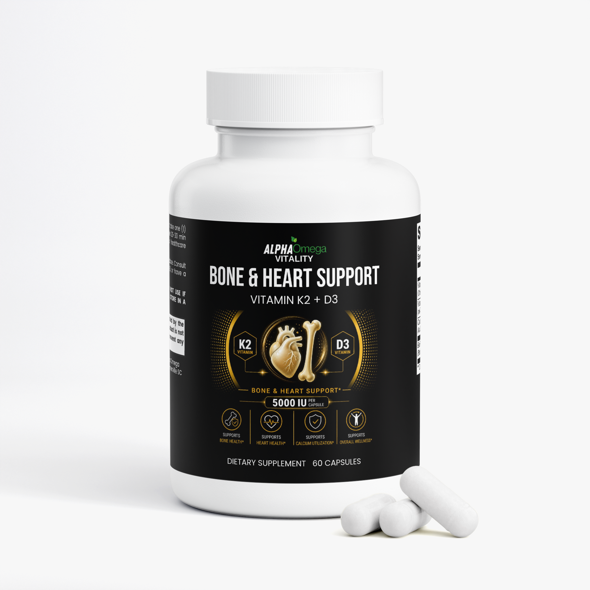 Bone and Heart Support with Vitamin K2 & D3 - 60 Capsules