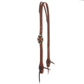 WD-SLEHO-20 Heavy Oil Harness Leather Oval Silver Bar Buckle Slit Ear Headstall