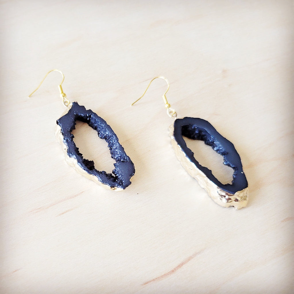 **Elegant Crystalized Geode Dangle Earrings 219cz