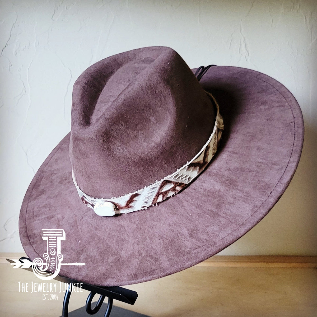 **Gold Aztec Embossed Leather Hat Band Only w/white Turq Slab 952a