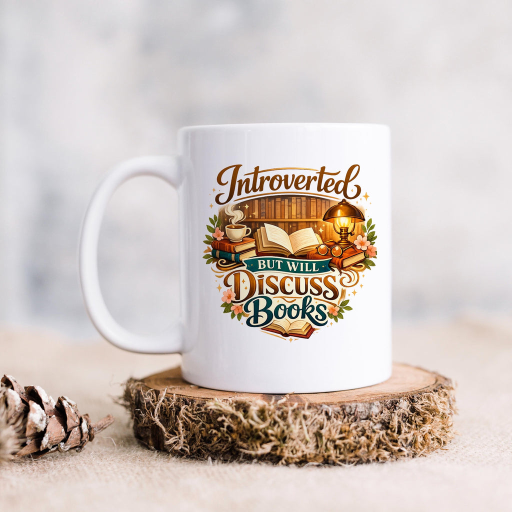 Introverted Book Lover Mug – Colorful Ceramic Coffee Cup with Witty Quote