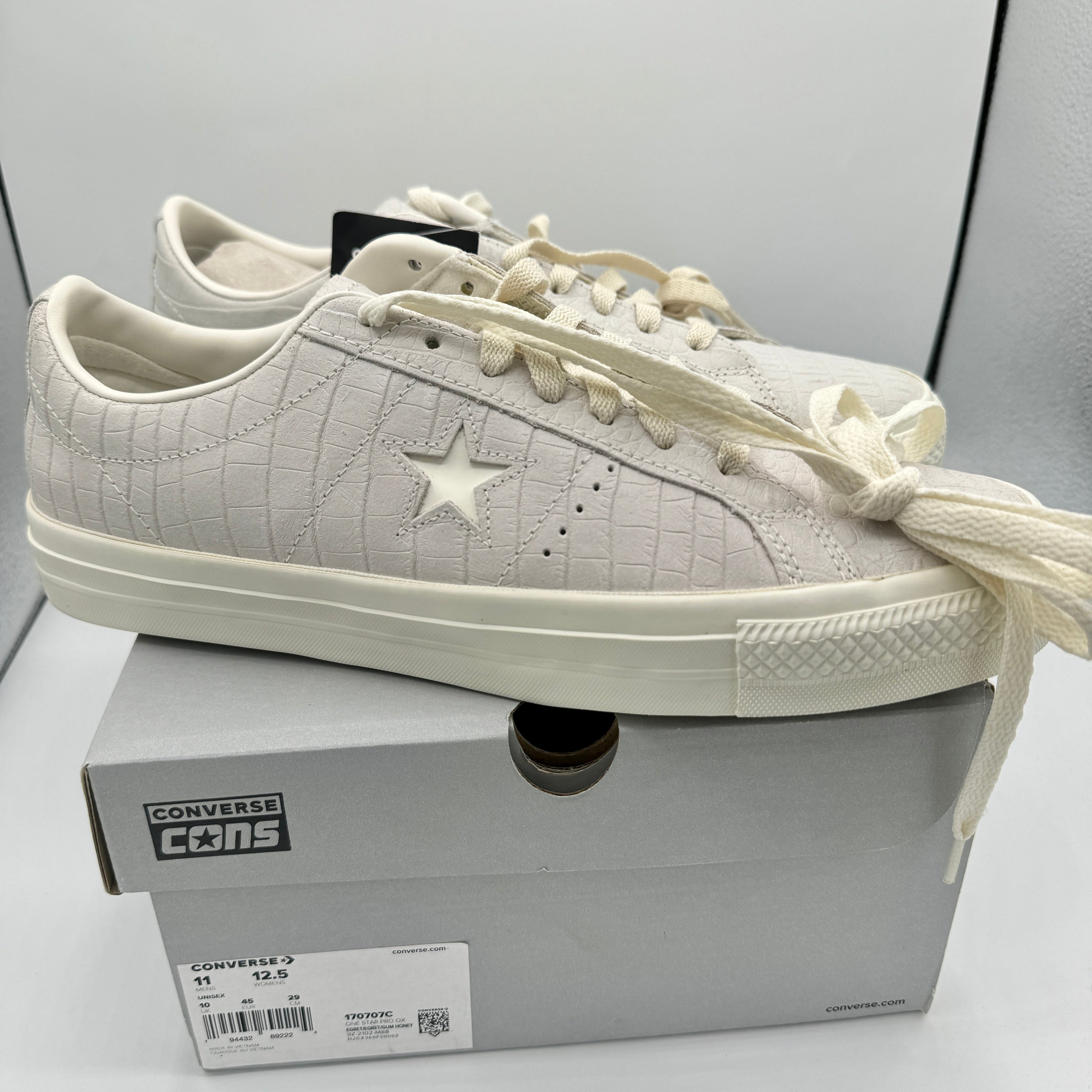 Converse One Star Pro OX Egret Grey Sneakers Croc Embossed Leather UNISEX