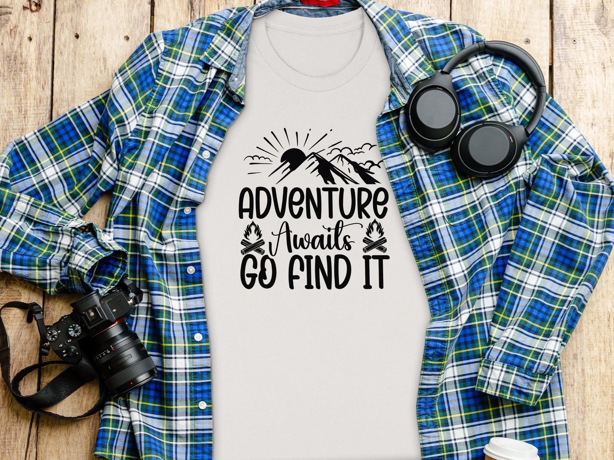 Adventure Awaits Go Find It Outdoorsy Graphic T-Shirt