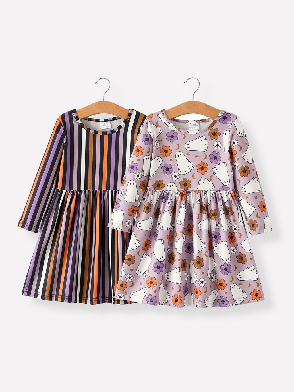 2 Piece Halloween Ghost Striped Girls Dress Set - Quarter Circle AK Boutique