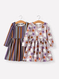 2 Piece Halloween Ghost Striped Girls Dress Set - Quarter Circle AK Boutique