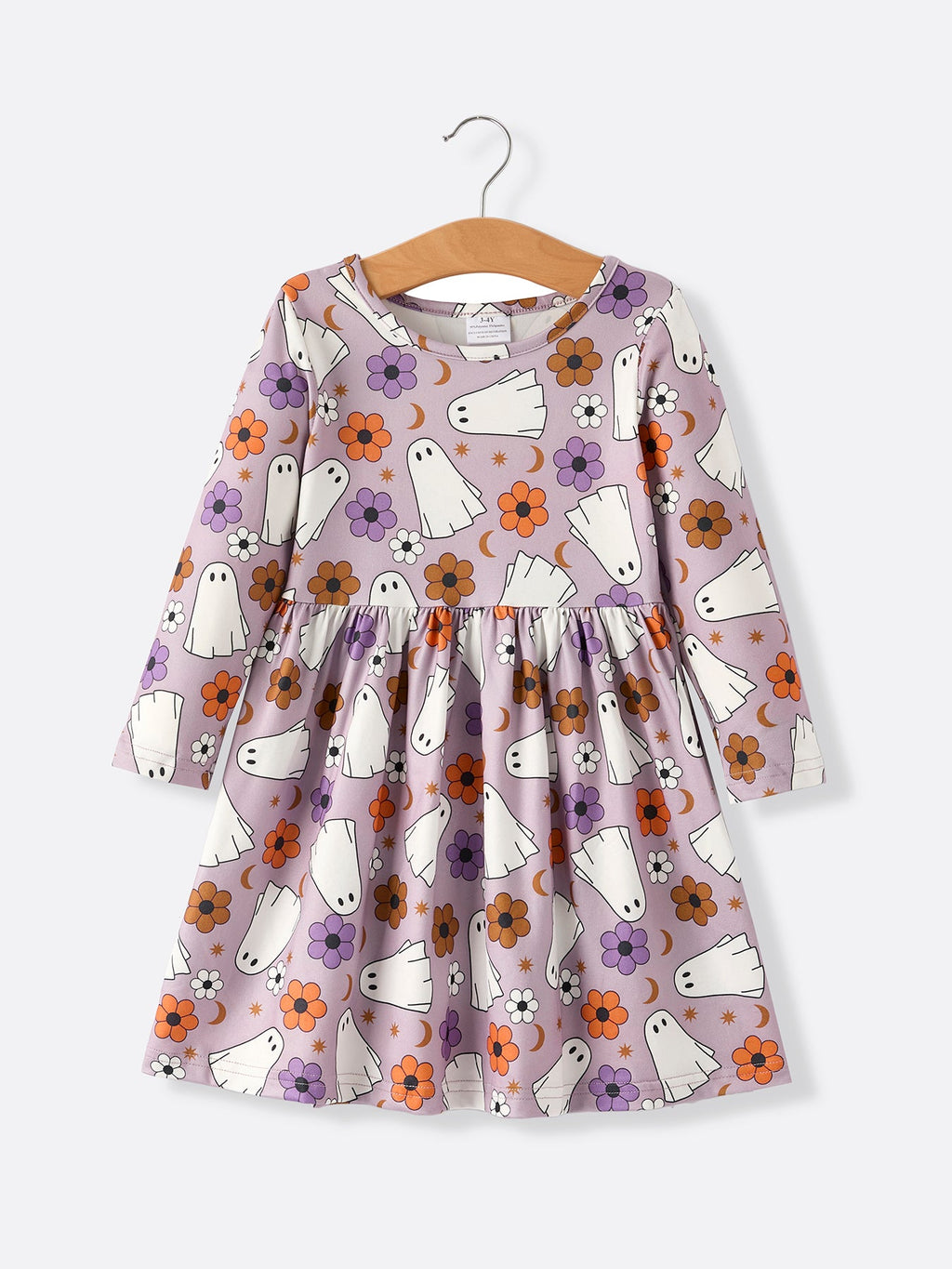 2 Piece Halloween Ghost Striped Girls Dress Set