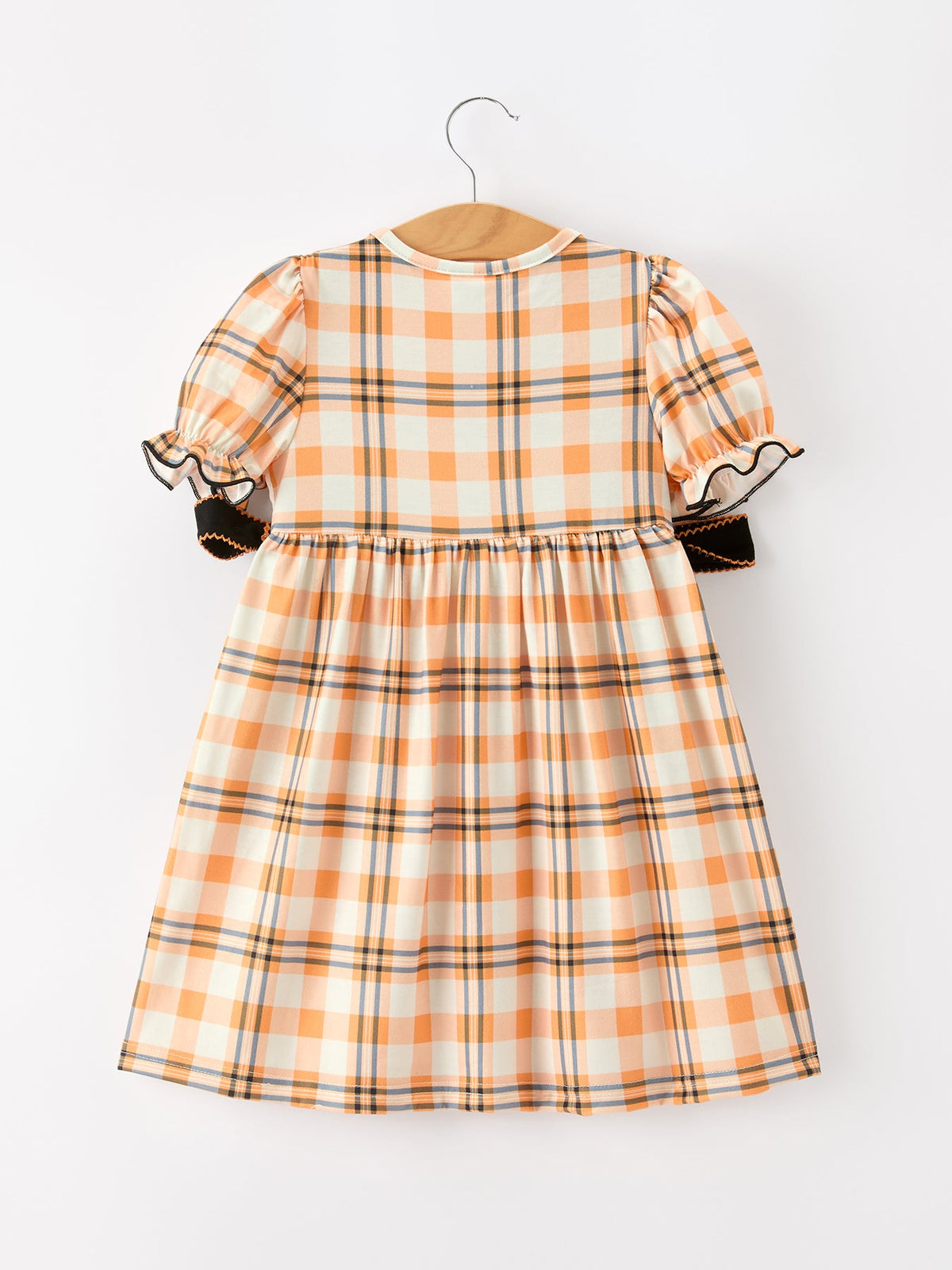Halloween Plaid Smocked Girls Dress