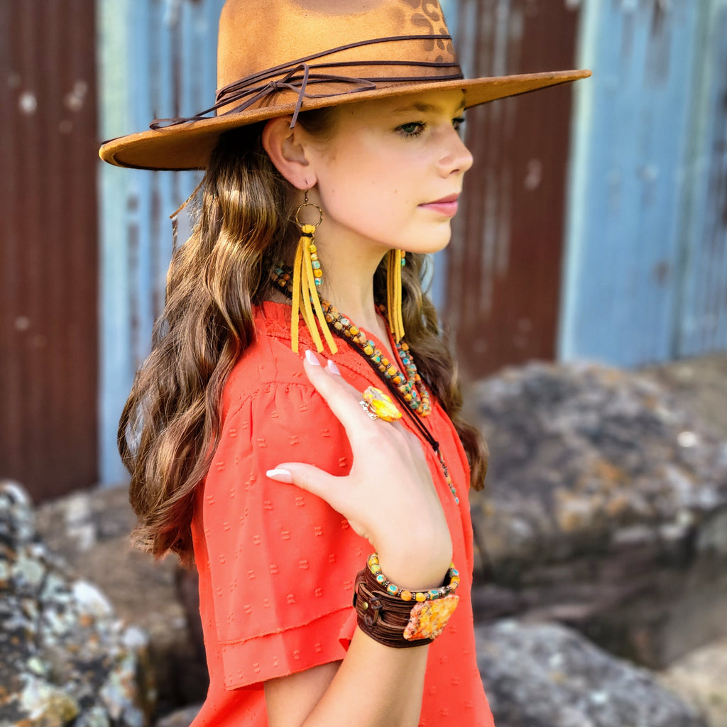 **Orange Regalite Western Boho Statement Ring 012ac