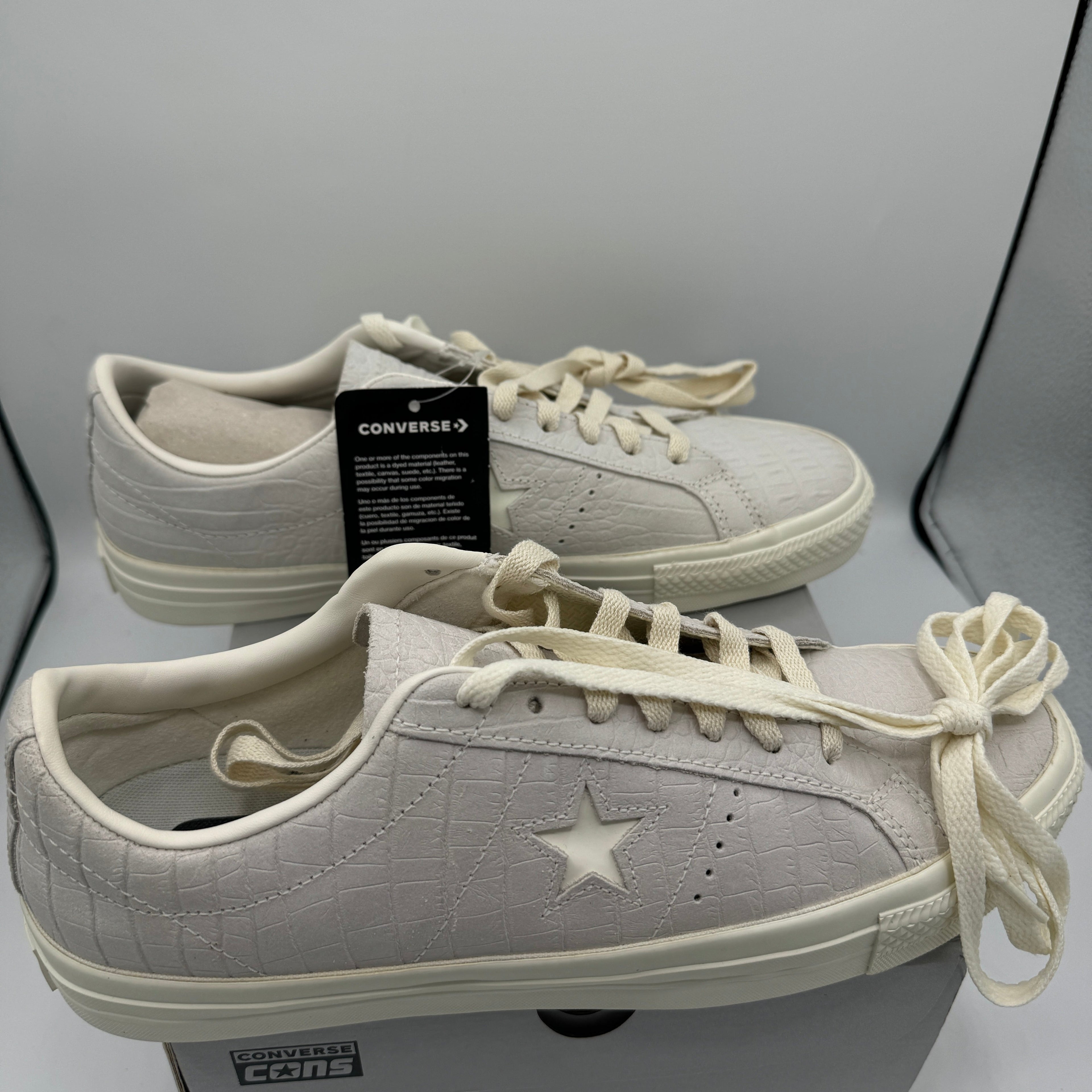 Converse One Star Pro OX Egret Grey Sneakers Croc Embossed Leather UNISEX